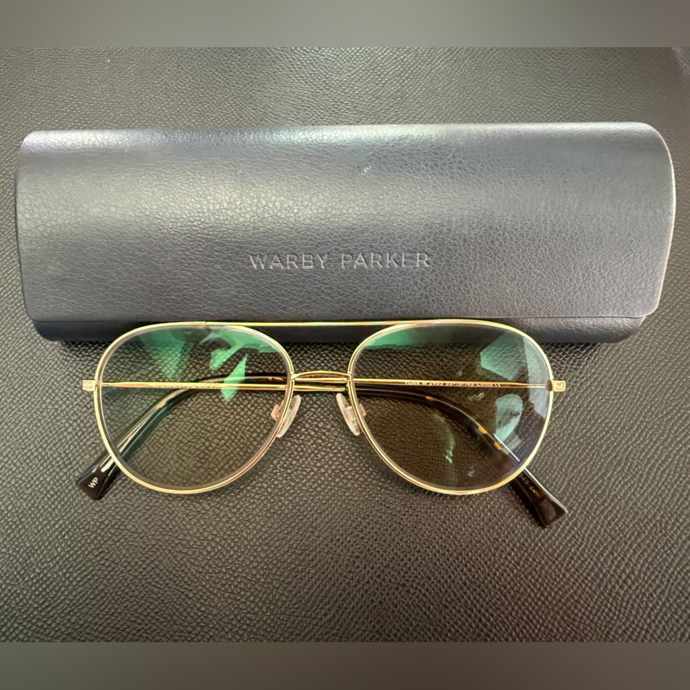 Warby Parker Abe Gold Aviator Glasses